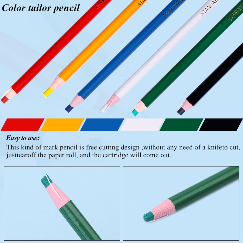 Multi Color Tailors Chalk Pencils Set (6 Pack) by HitMyNeed