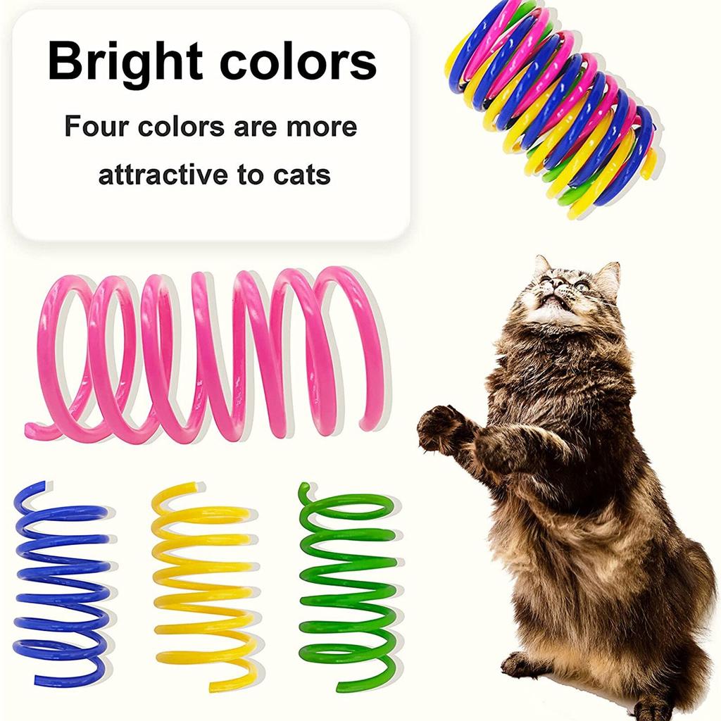 Multi-Colored Plastic Cat Spring Toys (4 Pack) by HitMyNeed