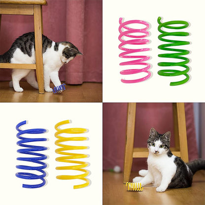 Multi-Colored Plastic Cat Spring Toys (4 Pack) by HitMyNeed