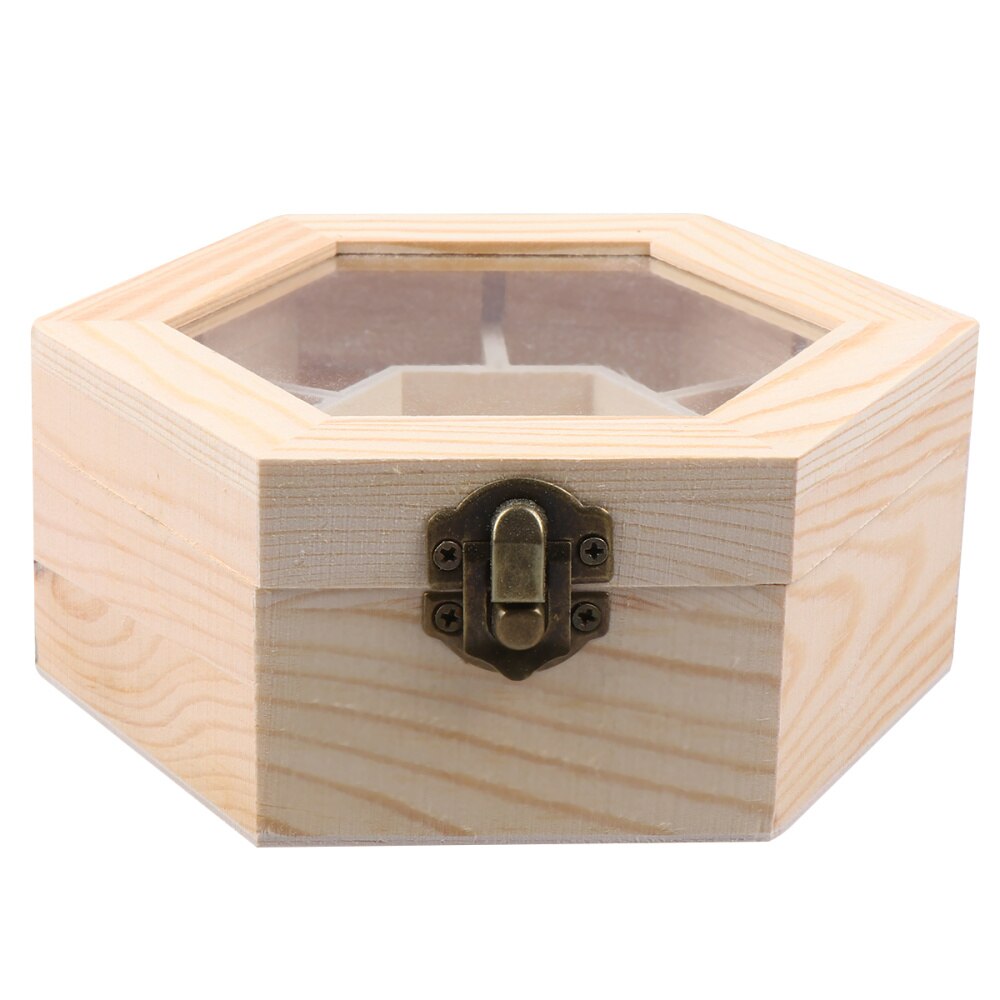 Multi Compartment Hexagonal Wooden Storage Box by HitMyNeed