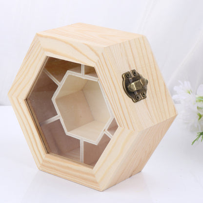 Multi Compartment Hexagonal Wooden Storage Box by HitMyNeed