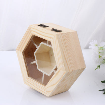 Multi Compartment Hexagonal Wooden Storage Box by HitMyNeed