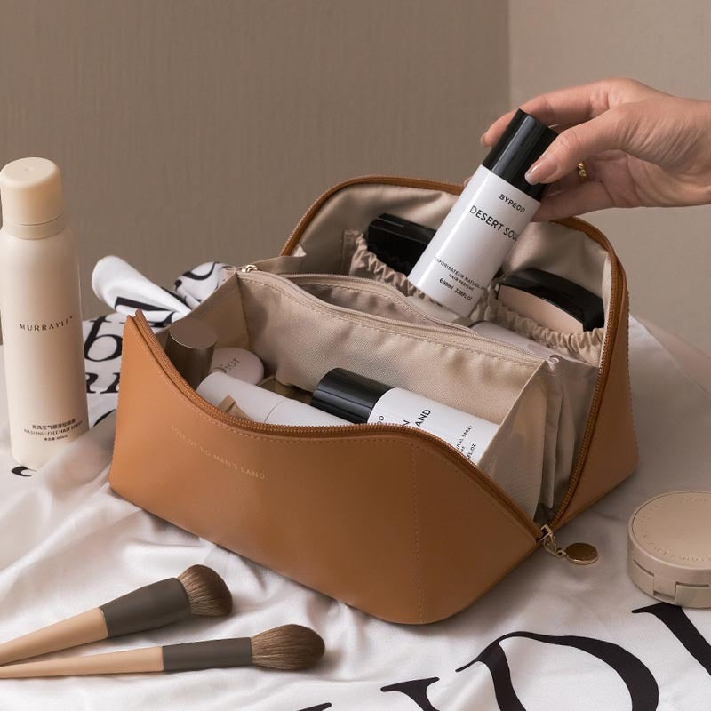 Multi Compartment Makeup Travel Bag coffee by HitMyNeed