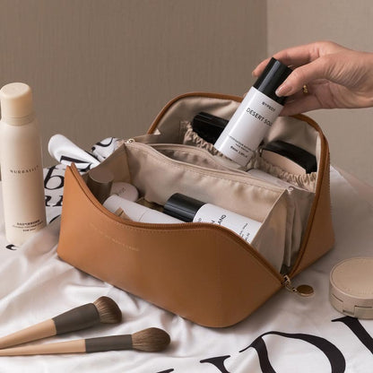 Multi Compartment Makeup Travel Bag coffee by HitMyNeed