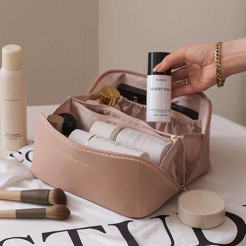 Multi Compartment Makeup Travel Bag pink by HitMyNeed