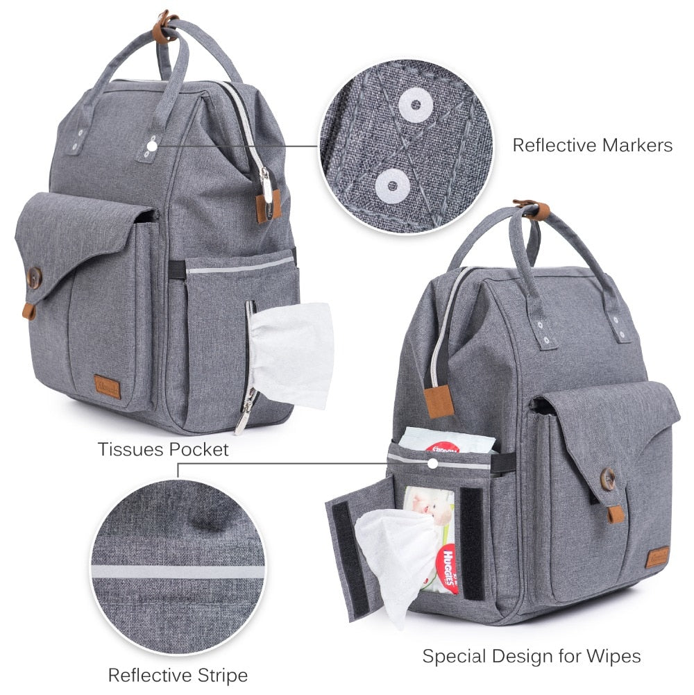 Multi-Function Diaper Bag Backpack with Changing Pad by HitMyNeed