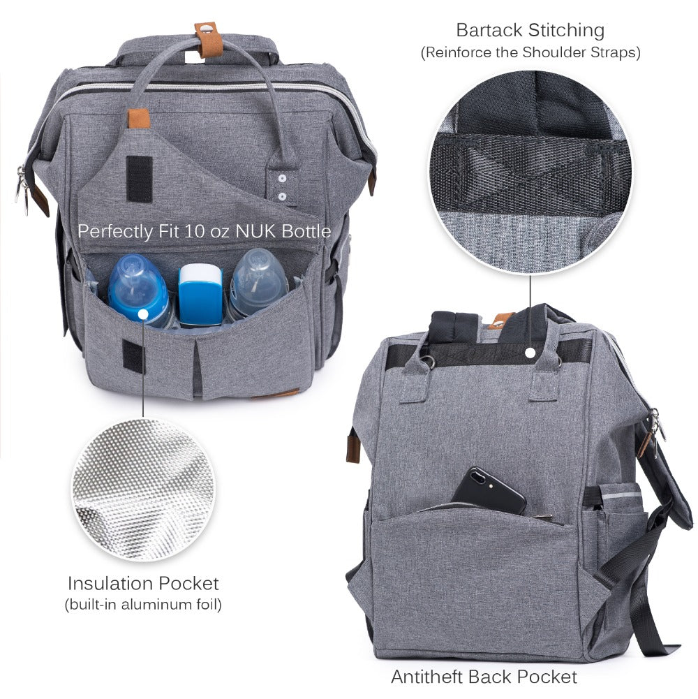 Multi-Function Diaper Bag Backpack with Changing Pad by HitMyNeed