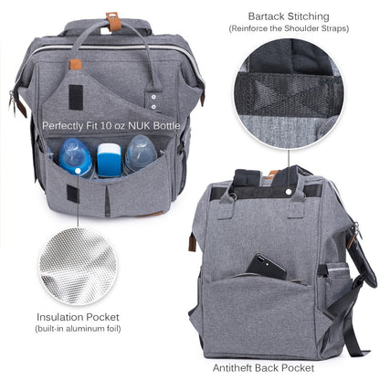 Multi-Function Diaper Bag Backpack with Changing Pad by HitMyNeed
