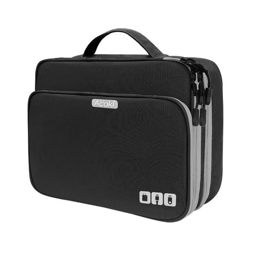 Multi Layer Electronic Accessories Organizer Handbag three-layersblack-xl by HitMyNeed