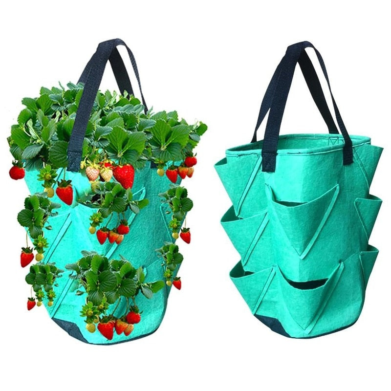 Multi Pocket Hanging Strawberry Planter Bag by HitMyNeed