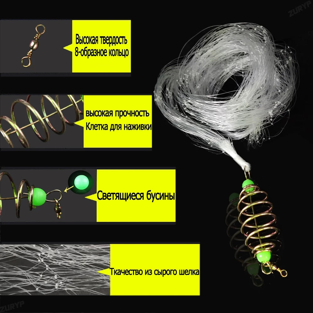 Multi-Size Luminous Fishing Gill Net with Beads 1-5-2kg-fish by HitMyNeed
