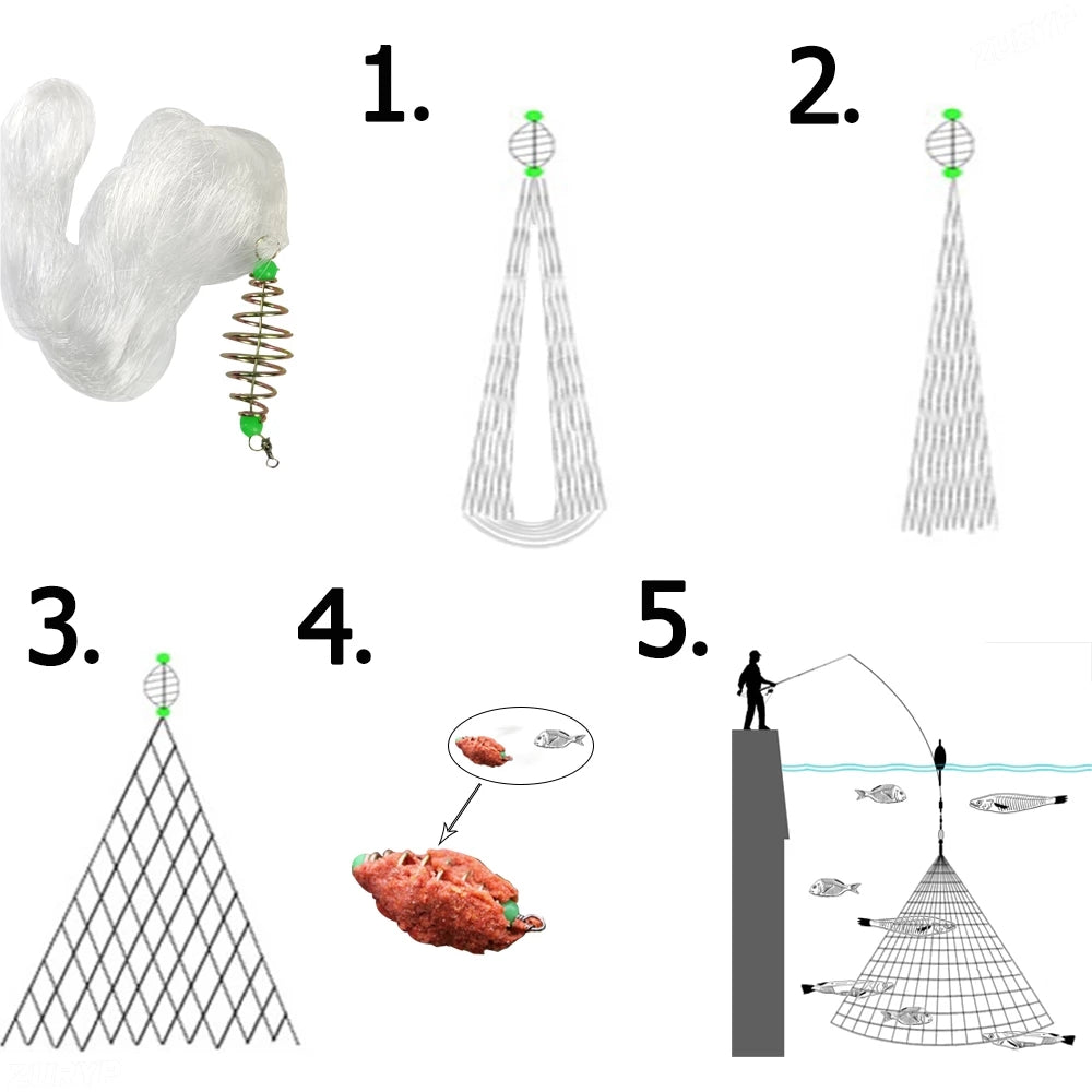 Multi-Size Luminous Fishing Gill Net with Beads 3-3-25kg-fish by HitMyNeed