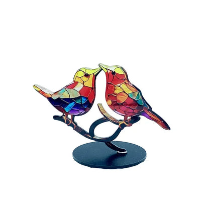 Multicolor Acrylic Birds on Branch Desktop Ornament 2bird by HitMyNeed
