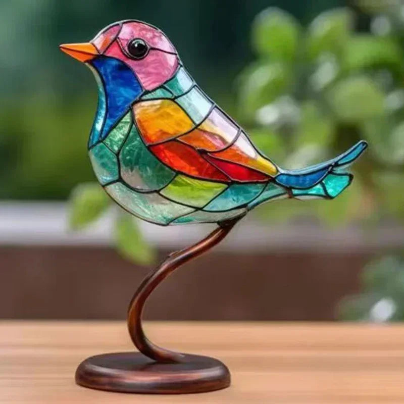 Multicolor Acrylic Birds on Branch Desktop Ornament by HitMyNeed
