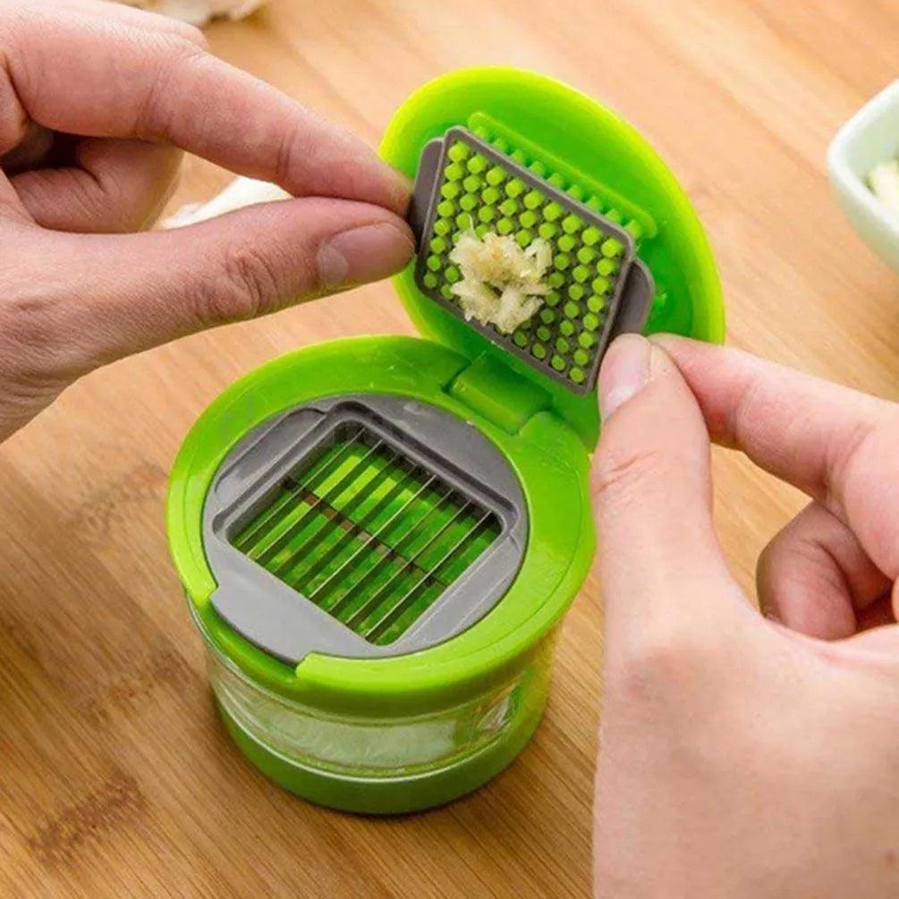 Multifunction Garlic Press, Slicer & Storage Tool by HitMyNeed