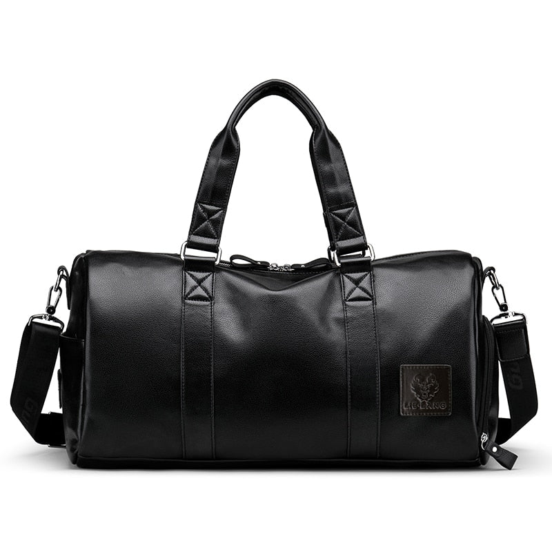 Multifunction PU Leather Duffle Travel Tote Bag by HitMyNeed
