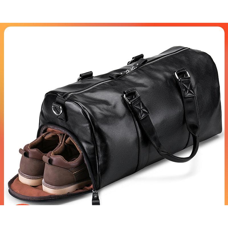 Multifunction PU Leather Duffle Travel Tote Bag by HitMyNeed