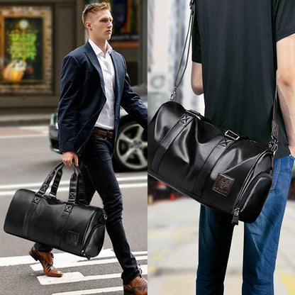 Multifunction PU Leather Duffle Travel Tote Bag by HitMyNeed