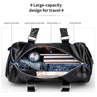 Multifunction PU Leather Duffle Travel Tote Bag by HitMyNeed