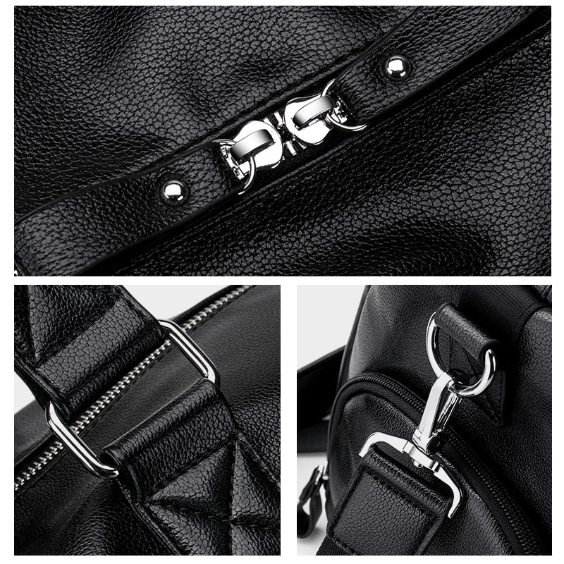 Multifunction PU Leather Duffle Travel Tote Bag by HitMyNeed