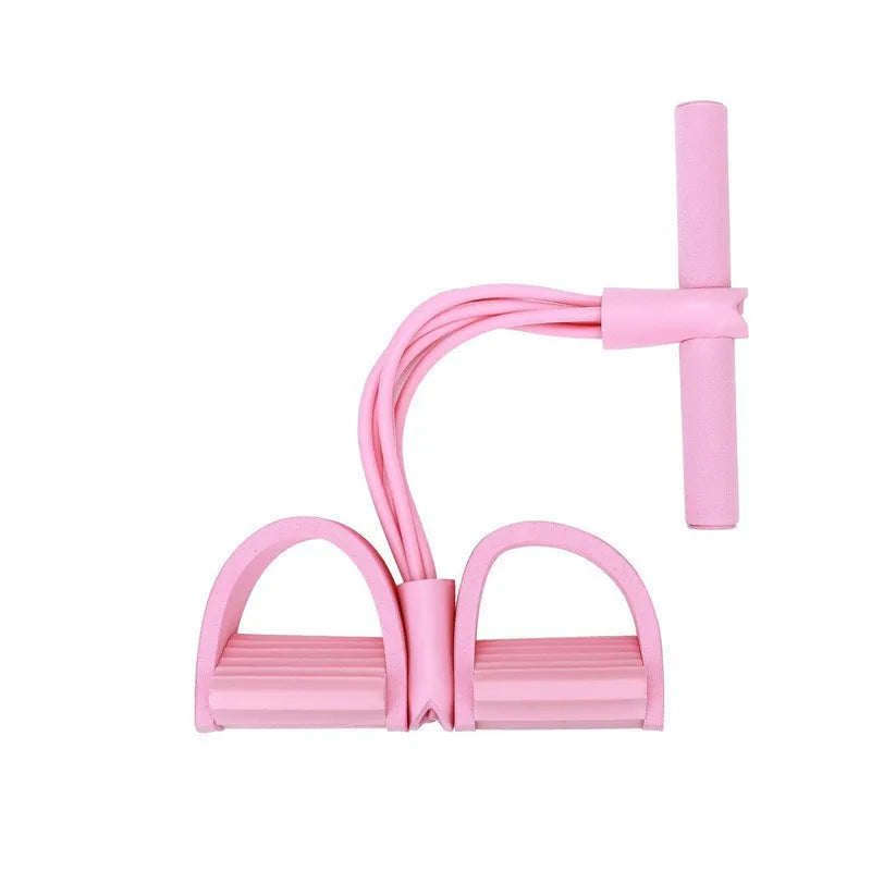 Multifunction Tension Rope Resistance Band Pedal four-tube-pink by HitMyNeed