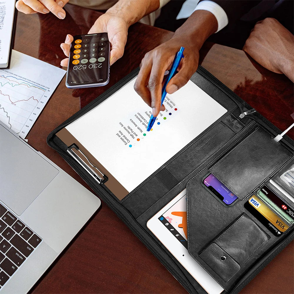 Multifunctional A4 Leather Conference Folder by HitMyNeed