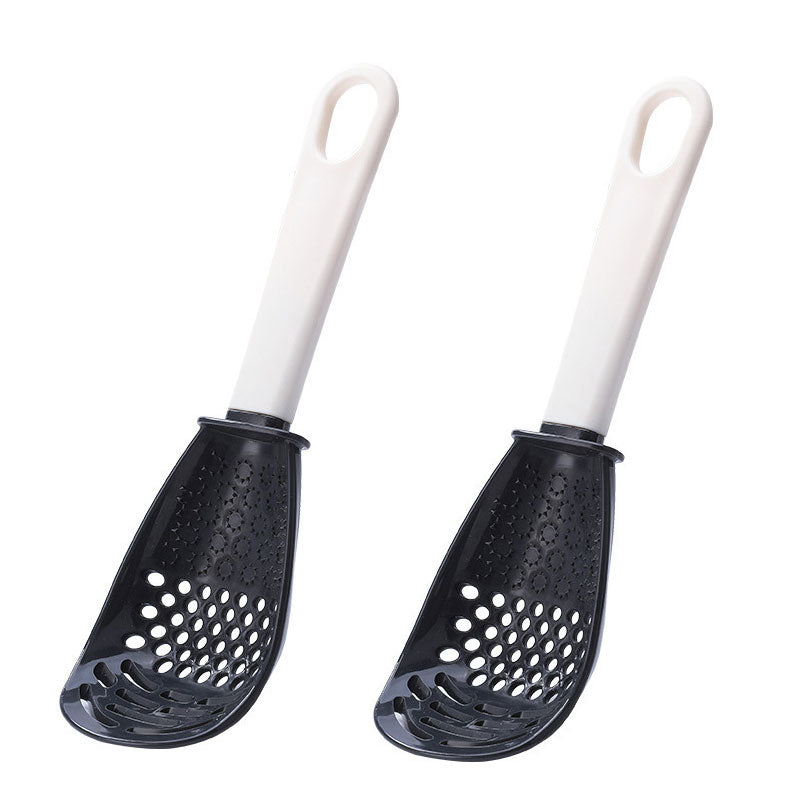 Multifunctional Cooking Spoon with Strainer & Cutter black-2pcs by HitMyNeed