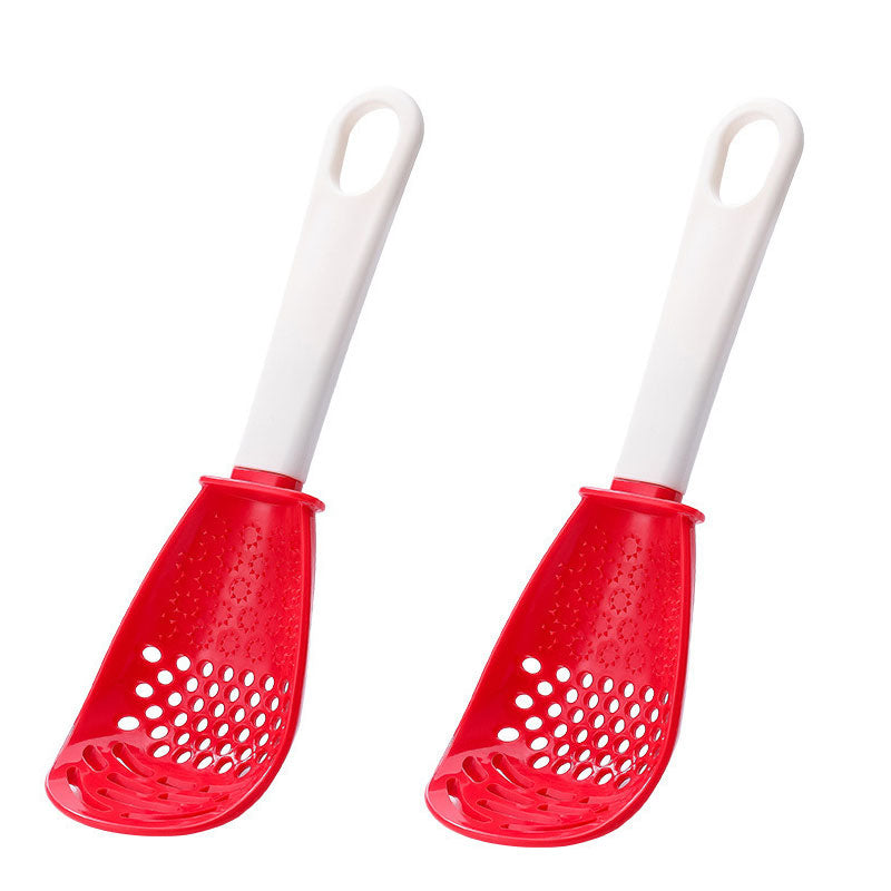 Multifunctional Cooking Spoon with Strainer & Cutter red-2pcs by HitMyNeed