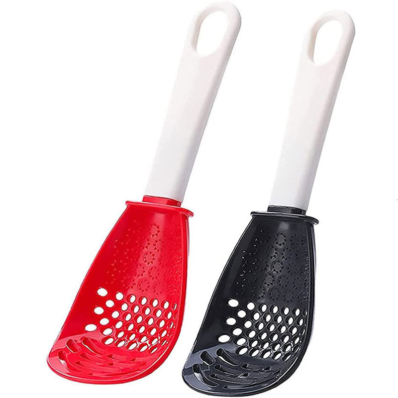 Multifunctional Cooking Spoon with Strainer & Cutter red-black by HitMyNeed