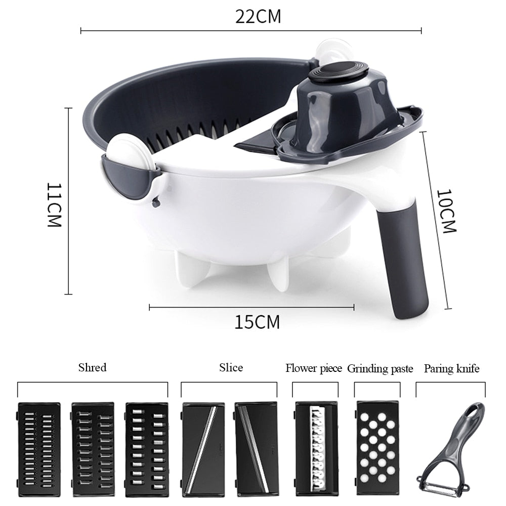 Multifunctional Veggie Slicer with Bowl & Strainer by HitMyNeed