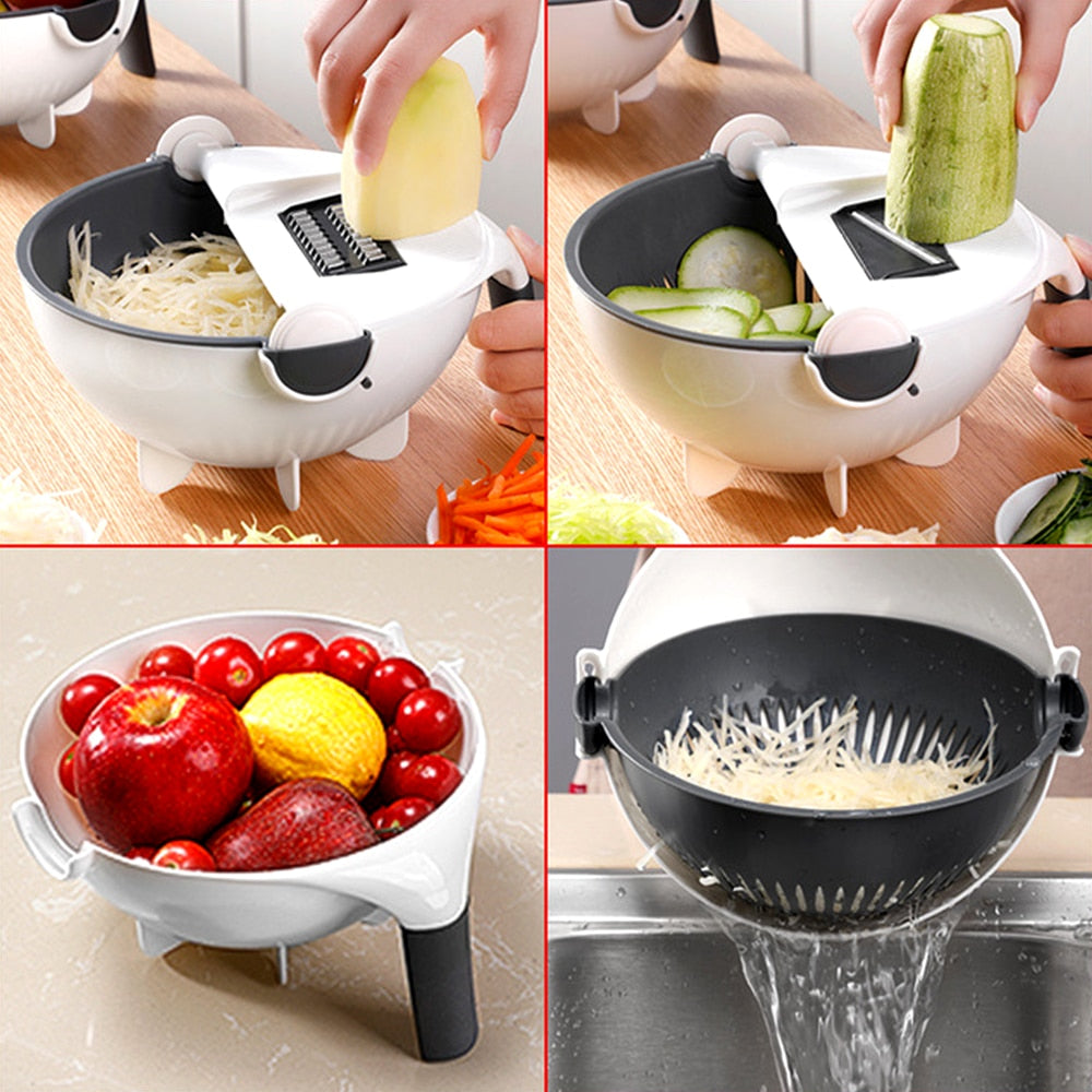 Multifunctional Veggie Slicer with Bowl & Strainer by HitMyNeed
