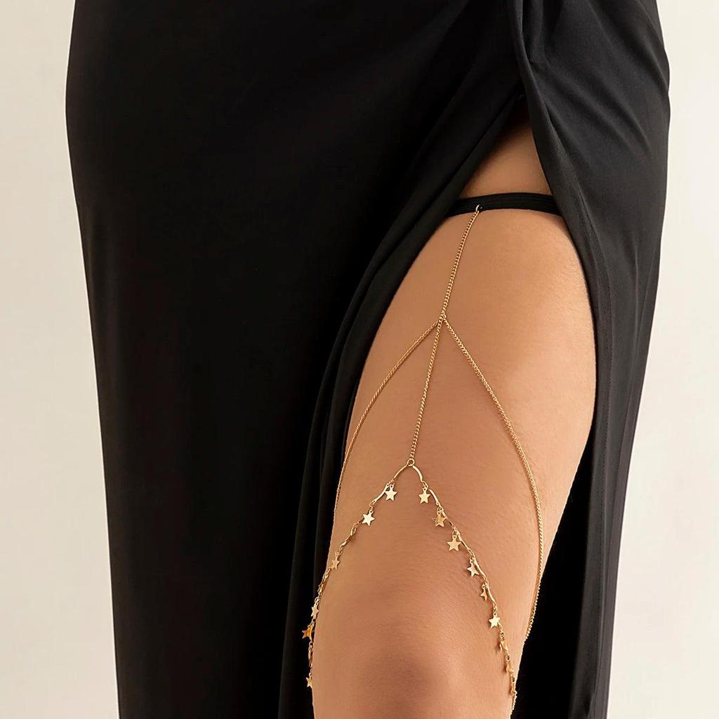 Multilayer Pearl Tassel Elastic Thigh Chain for Women by HitMyNeed