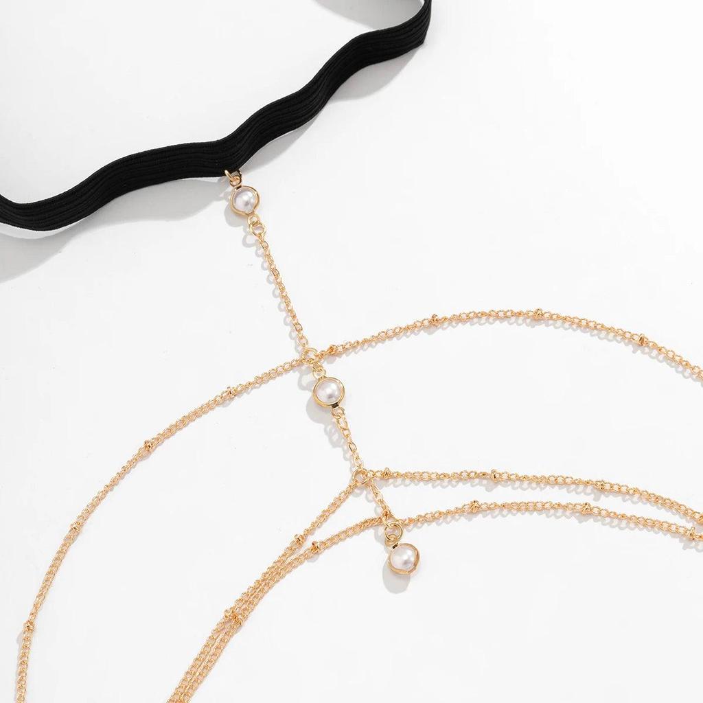 Multilayer Pearl Tassel Elastic Thigh Chain for Women by HitMyNeed