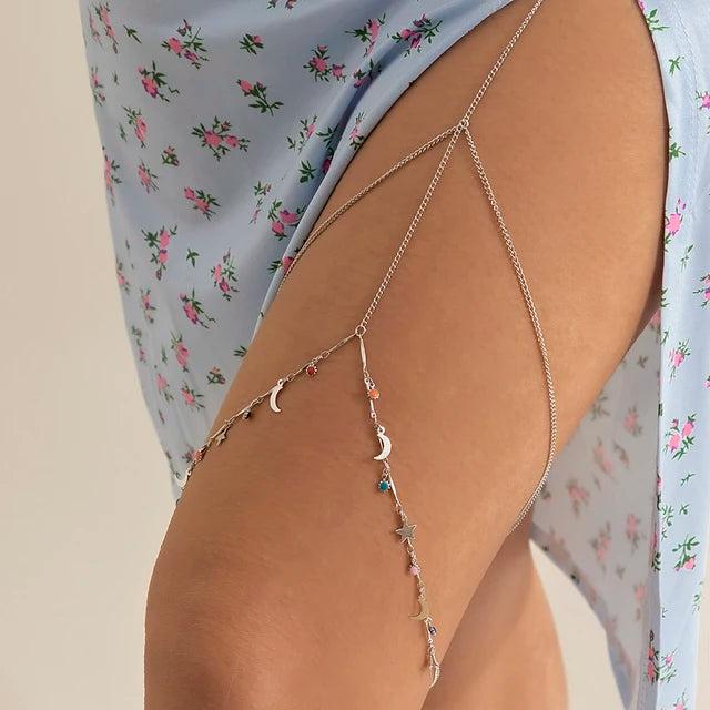 Multilayer Pearl Tassel Elastic Thigh Chain for Women bk00134 by HitMyNeed