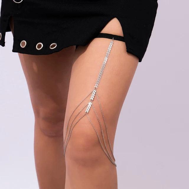 Multilayer Pearl Tassel Elastic Thigh Chain for Women bk00149 by HitMyNeed