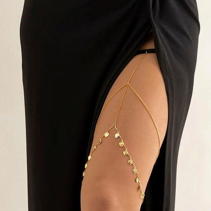 Multilayer Pearl Tassel Elastic Thigh Chain for Women fj00137 by HitMyNeed