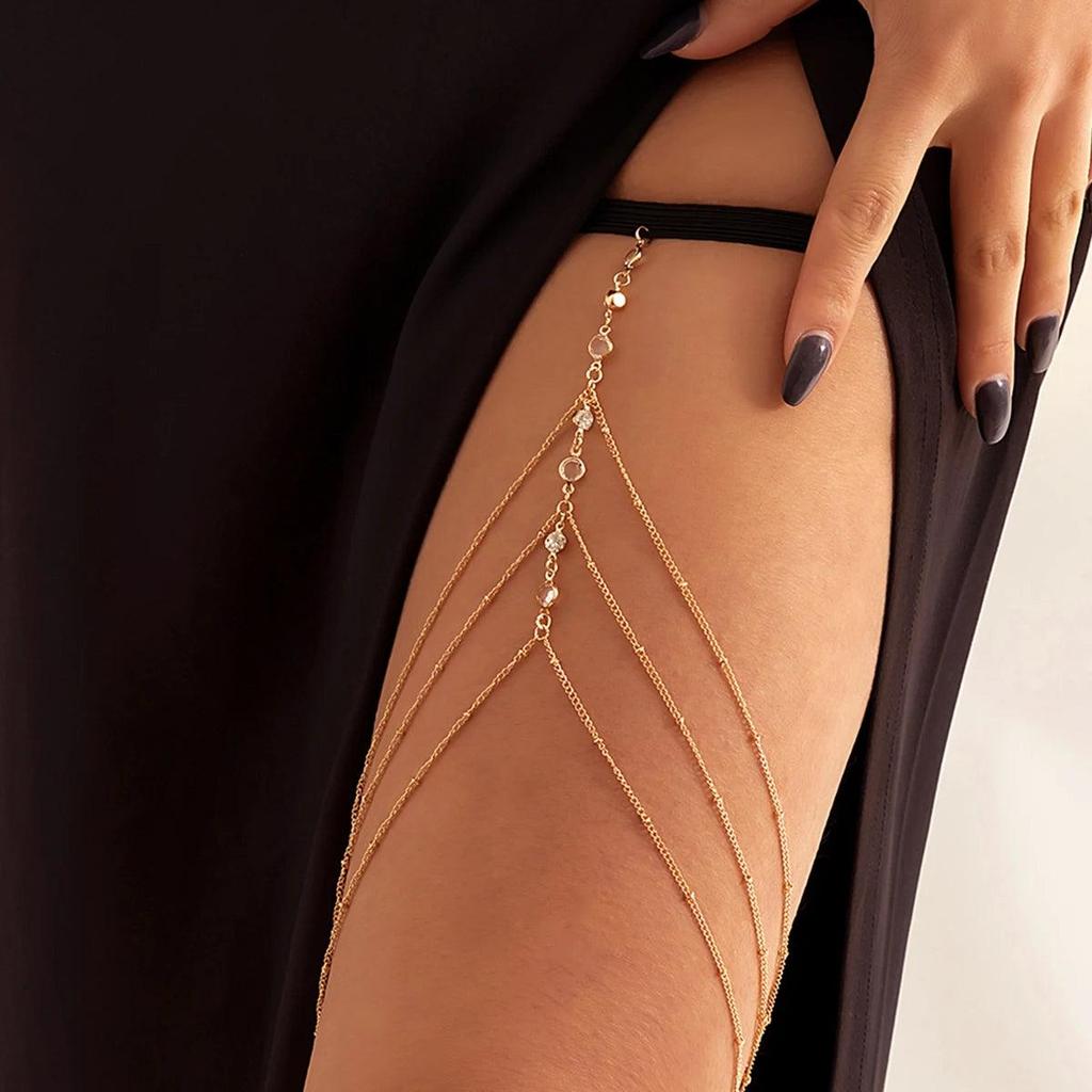 Multilayer Pearl Tassel Elastic Thigh Chain for Women js00130 by HitMyNeed