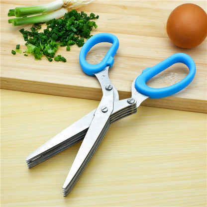 Multilayer Stainless Steel Herb & Scallion Scissors blue by HitMyNeed