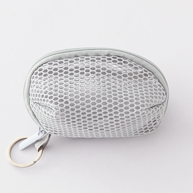 Multipurpose Nylon Mesh Coin Purse Pouch light-gray by HitMyNeed