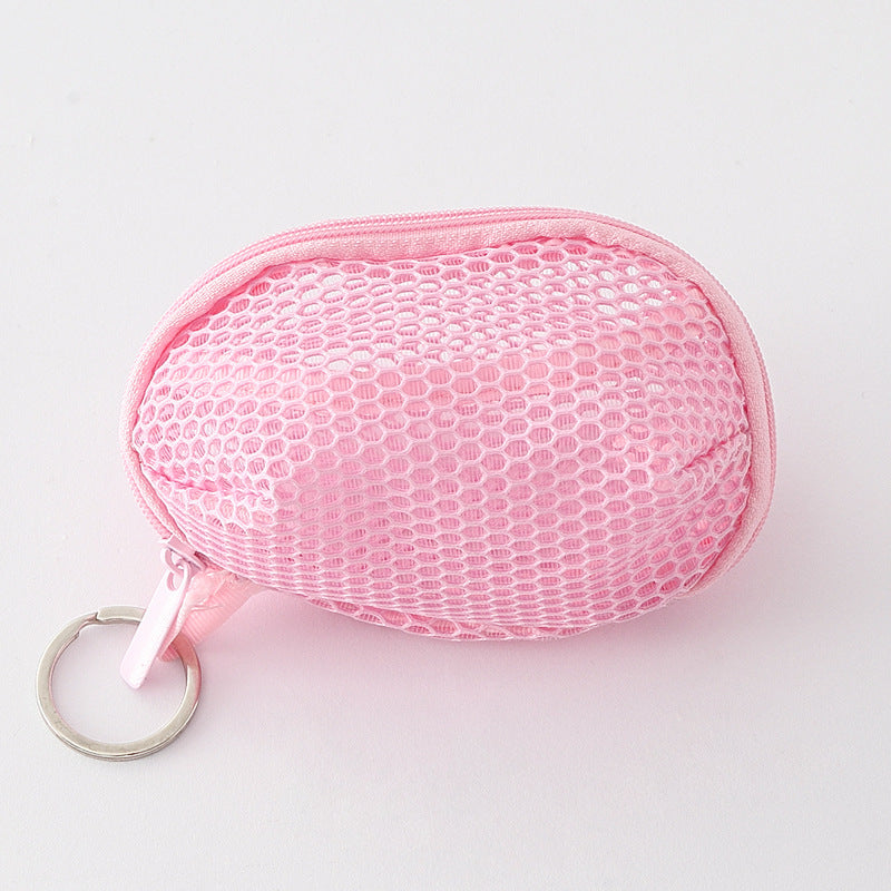 Multipurpose Nylon Mesh Coin Purse Pouch pink by HitMyNeed
