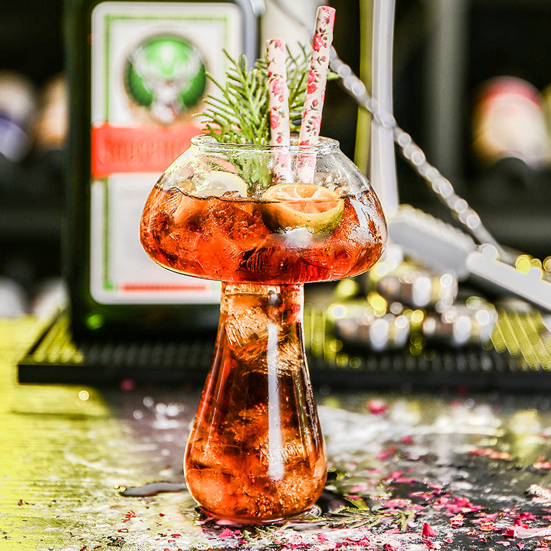 Mushroom Cocktail Glass with Metal Straw 250ml by HitMyNeed