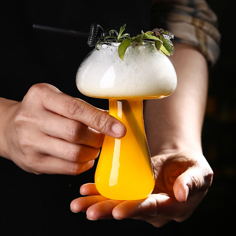Mushroom Cocktail Glass with Metal Straw 250ml by HitMyNeed