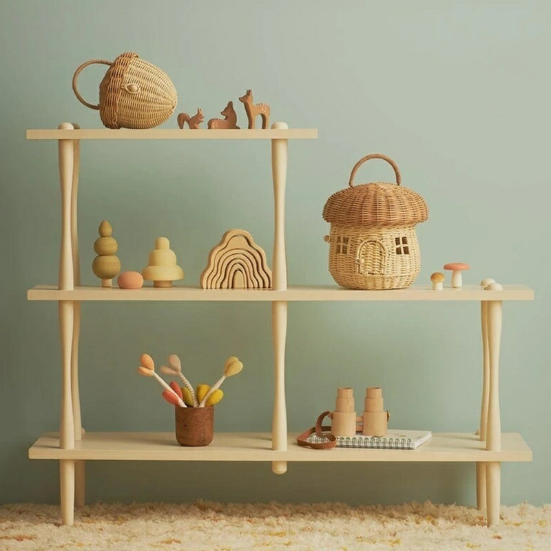 Mushroom Wicker Basket with Lid and Handle by HitMyNeed