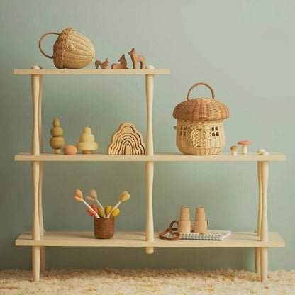 Mushroom Wicker Basket with Lid and Handle by HitMyNeed