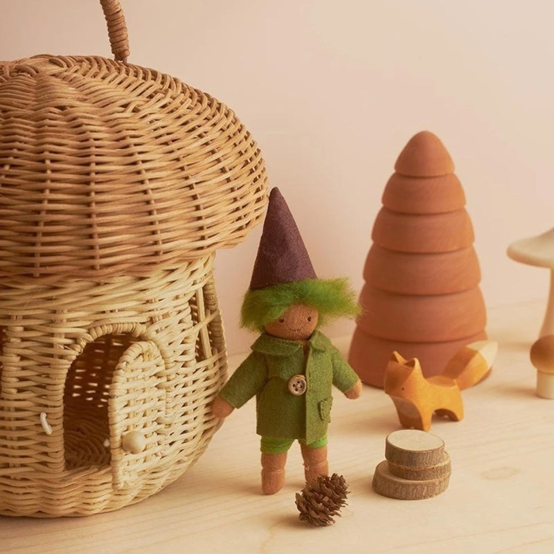 Mushroom Wicker Basket with Lid and Handle by HitMyNeed