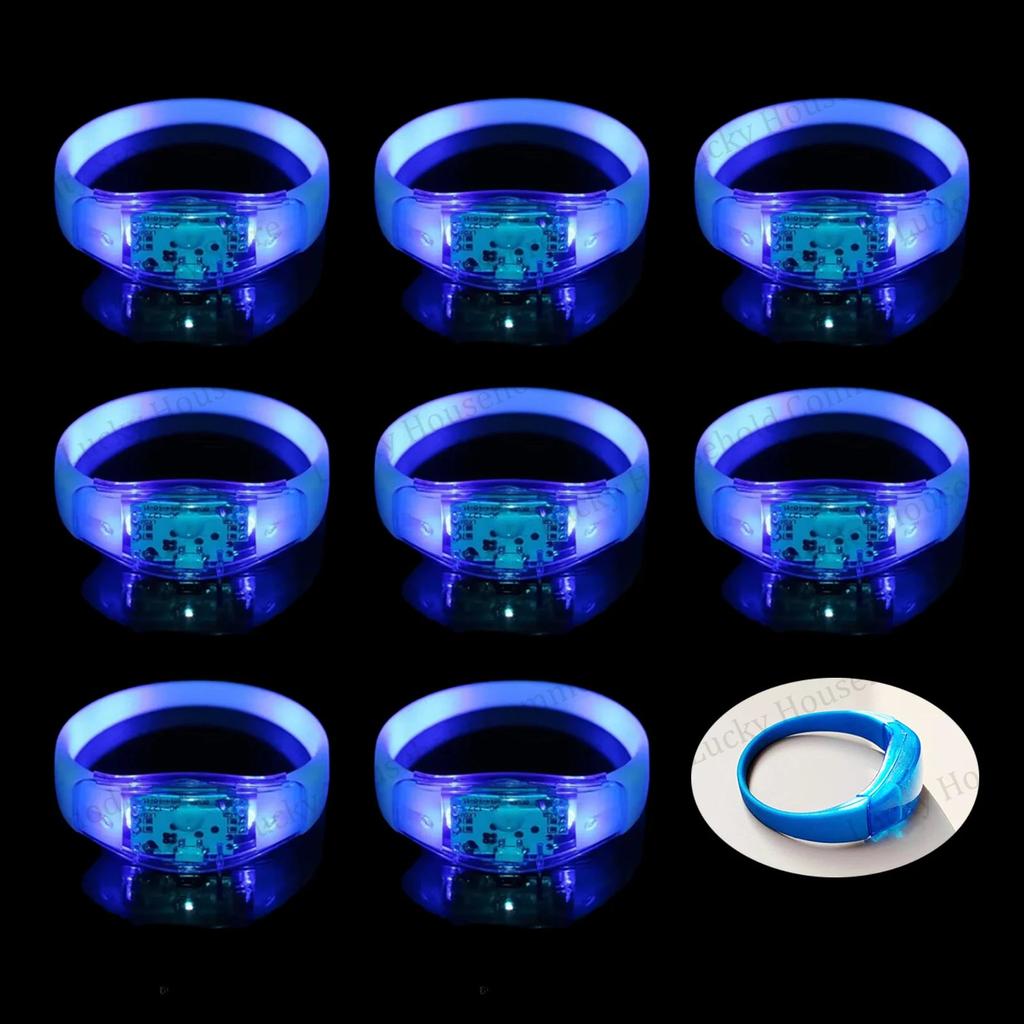 Music Sound Activated LED Glow Bracelets for Parties blue voice-controlled 100pcs by HitMyNeed