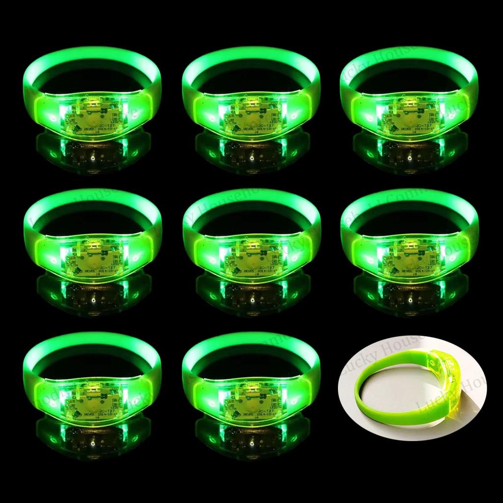 Music Sound Activated LED Glow Bracelets for Parties green voice-controlled 200pcs by HitMyNeed
