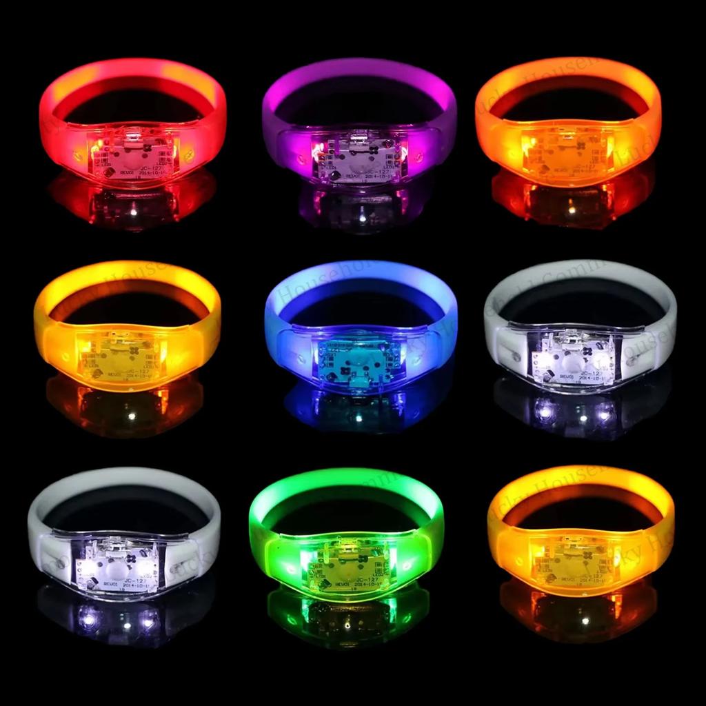 Music Sound Activated LED Glow Bracelets for Parties multicolour switch 20pcs by HitMyNeed