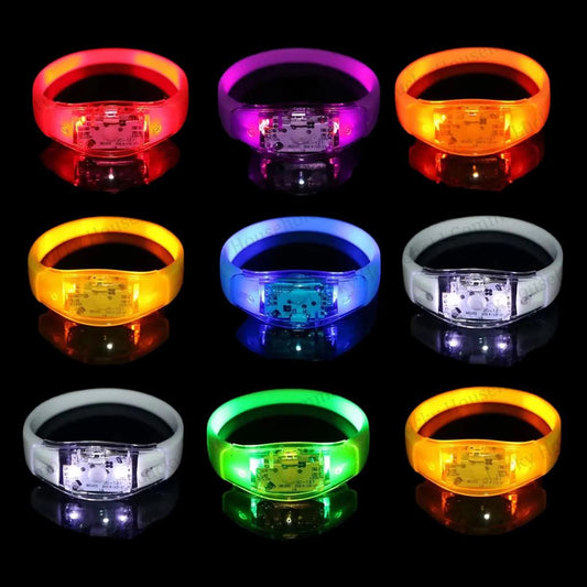 Music Sound Activated LED Glow Bracelets for Parties multicolour switch 20pcs by HitMyNeed