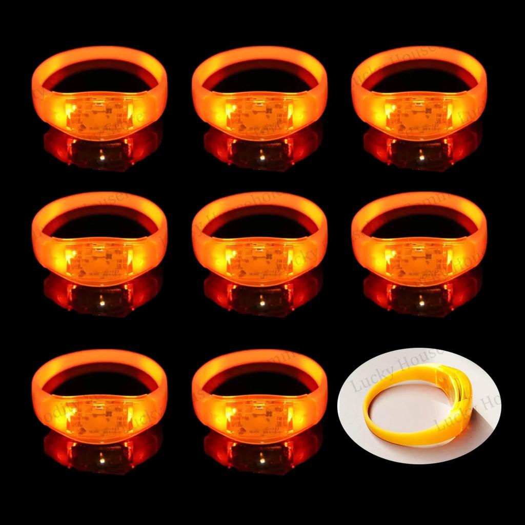Music Sound Activated LED Glow Bracelets for Parties orange switch 150pcs by HitMyNeed